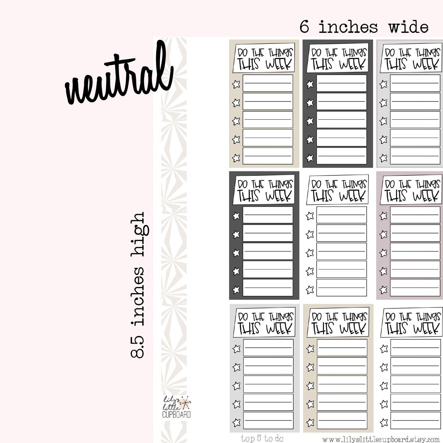 Stack That Sidebar Collection | Top 5 To Do List | Weekly To Do List Planner Stickers | Stickers | Sidebar Stickers | Planner Stickers