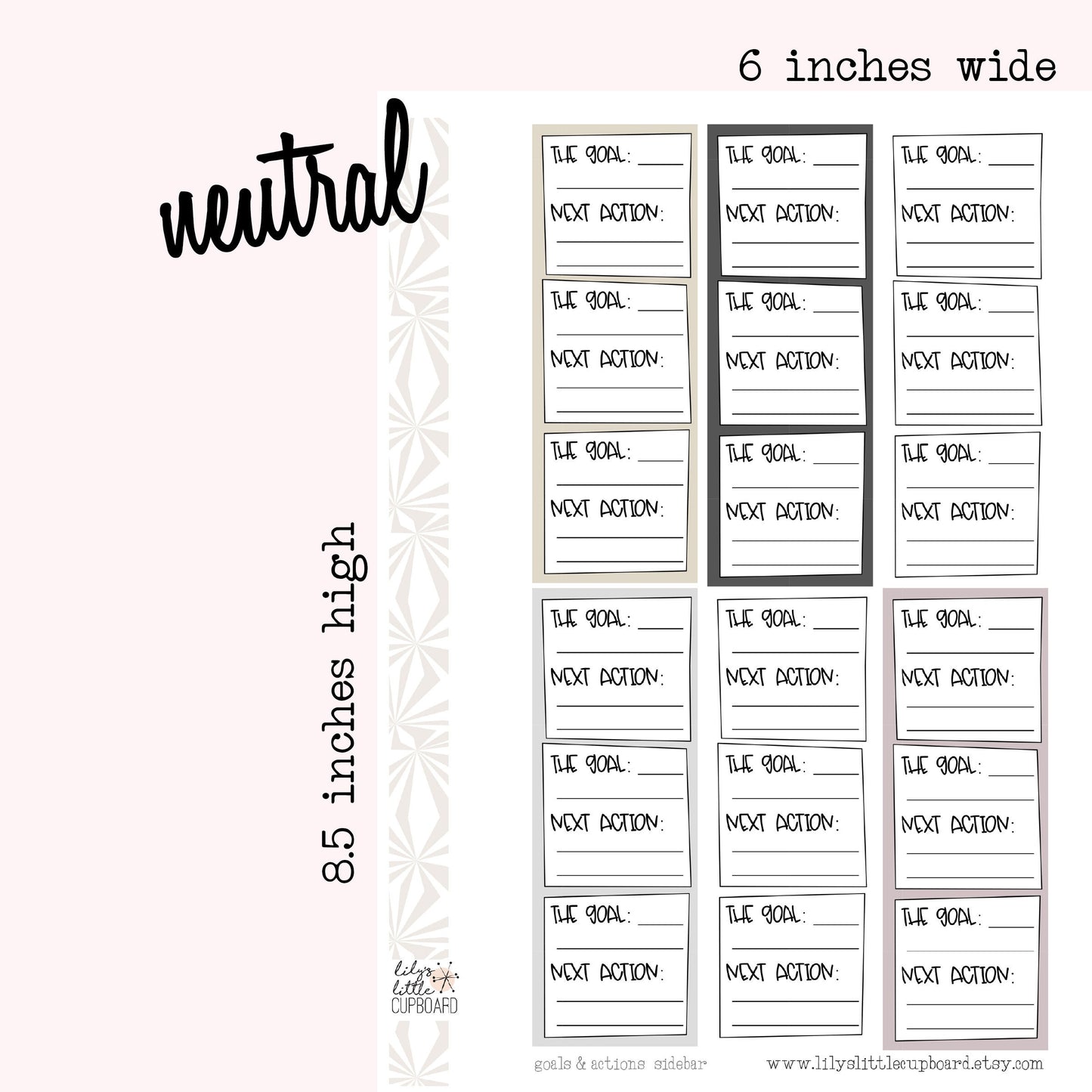 Stack That Sidebar Collection | Goal Tracker | Goals and Actions Planner Stickers | Goal Stickers | Sidebar Stickers | Planner Stickers
