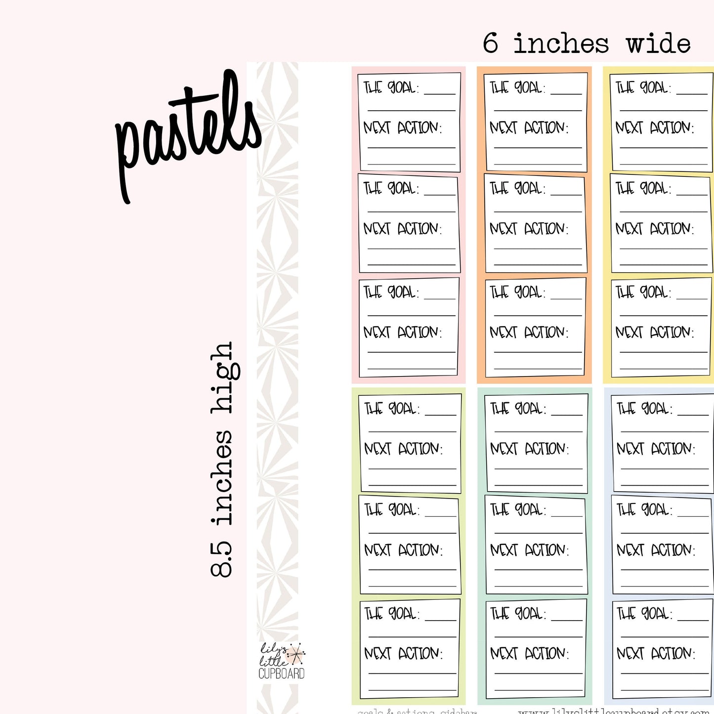 Stack That Sidebar Collection | Goal Tracker | Goals and Actions Planner Stickers | Goal Stickers | Sidebar Stickers | Planner Stickers