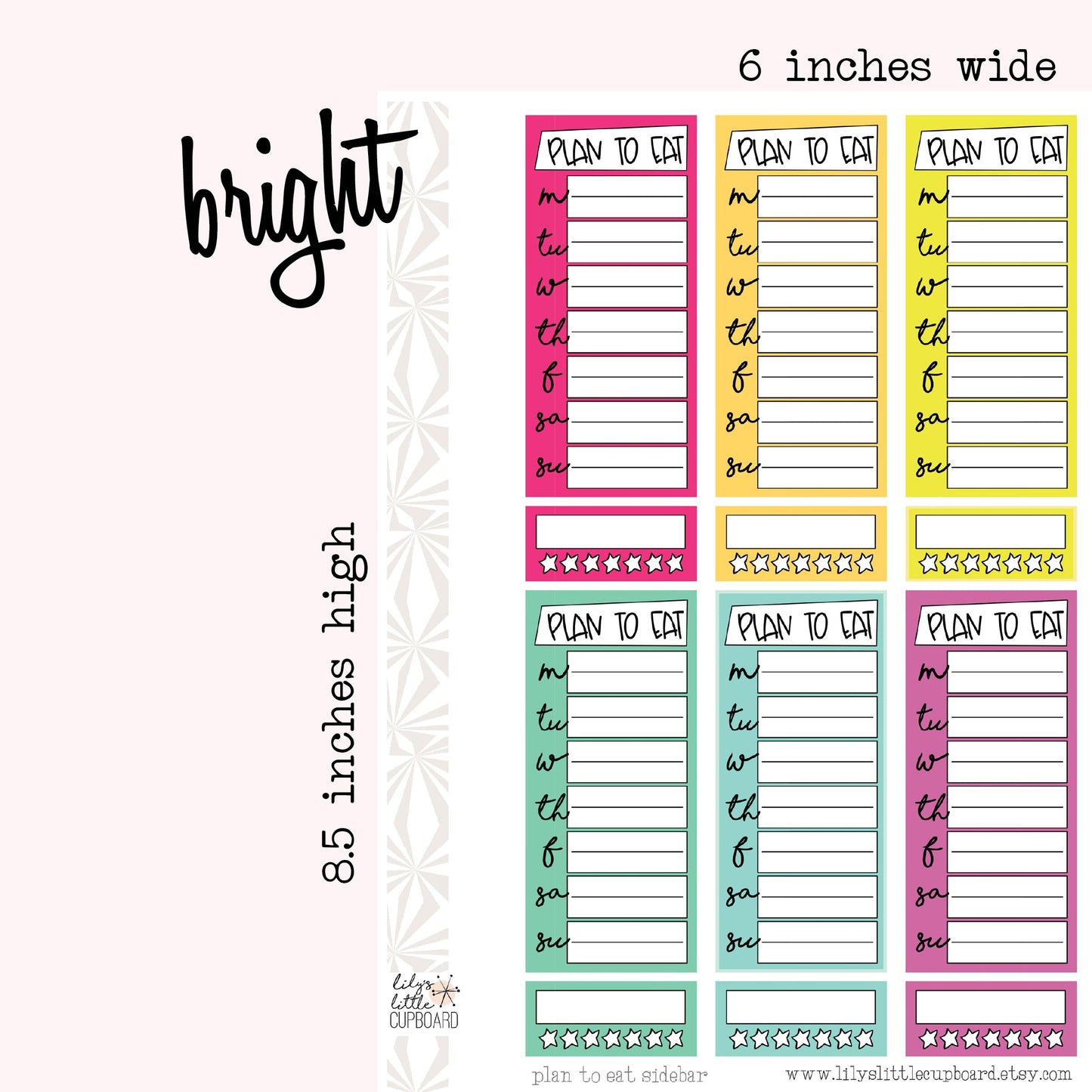 Stack That Sidebar Collection | Meal Planner | Plan to Eat Planner Stickers | Dinner Stickers | Sidebar Stickers | Planner Stickers