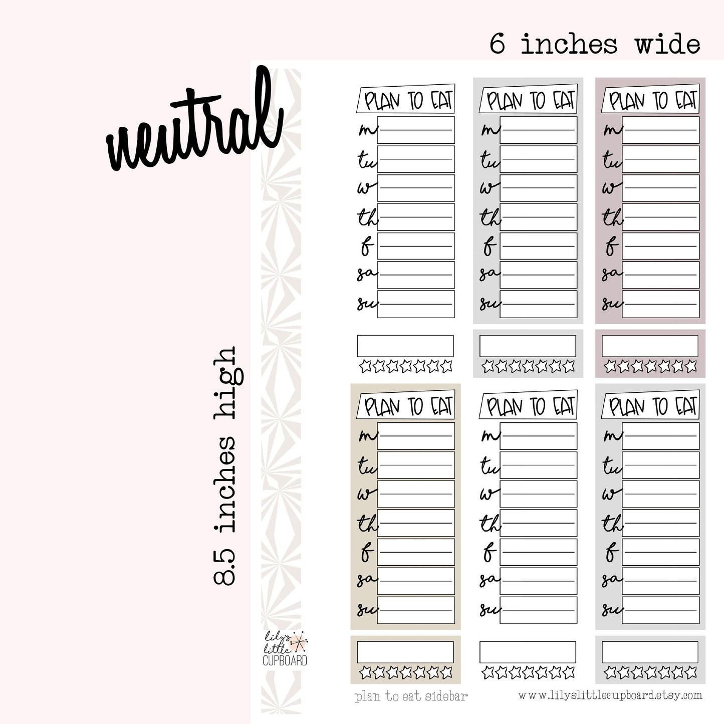 Stack That Sidebar Collection | Meal Planner | Plan to Eat Planner Stickers | Dinner Stickers | Sidebar Stickers | Planner Stickers