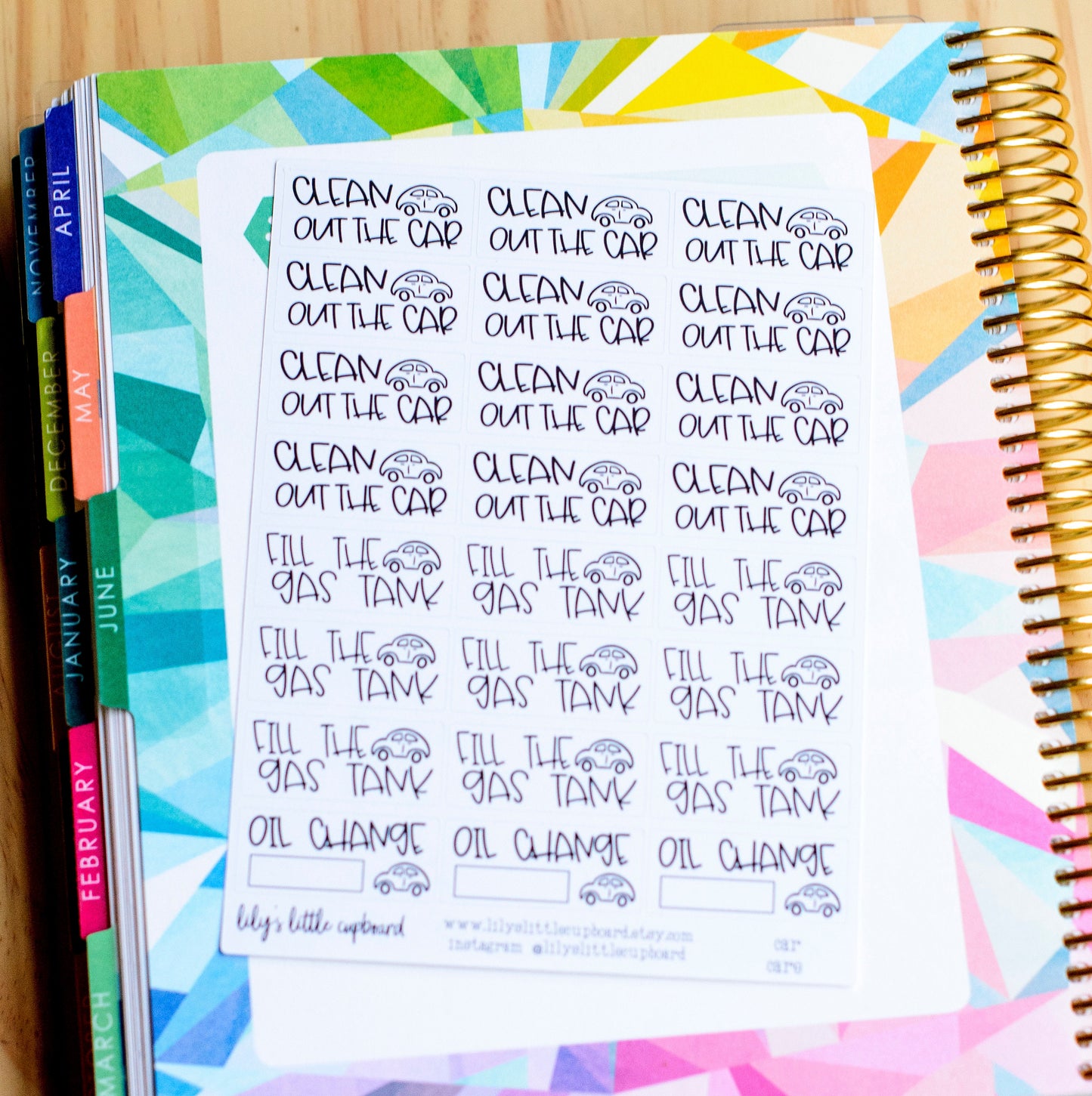 Car Care Planner Stickers | Clean Your Car Planner Stickers | Clean the Car (L_U)