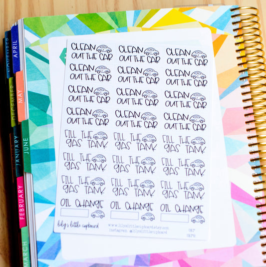 Car Care Planner Stickers | Clean Your Car Planner Stickers | Clean the Car (L_U)