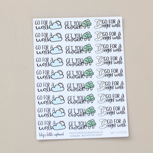 Get Outside Planner Stickers  | Night Walk Planner Stickers | Go for Walk | Hiking Stickers | Lily's Little Lites Planner Stickers (L013)