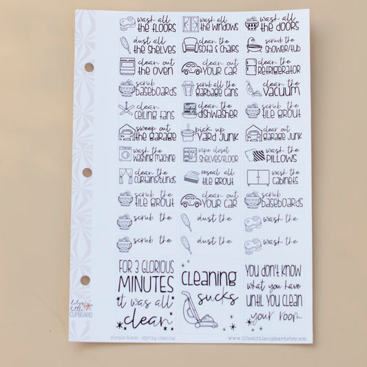 Spring Cleaning Planner Stickers | Deep Cleaning Neutral Planner Stickers | Cleaning Script Stickers | Typography Stickers (A087)
