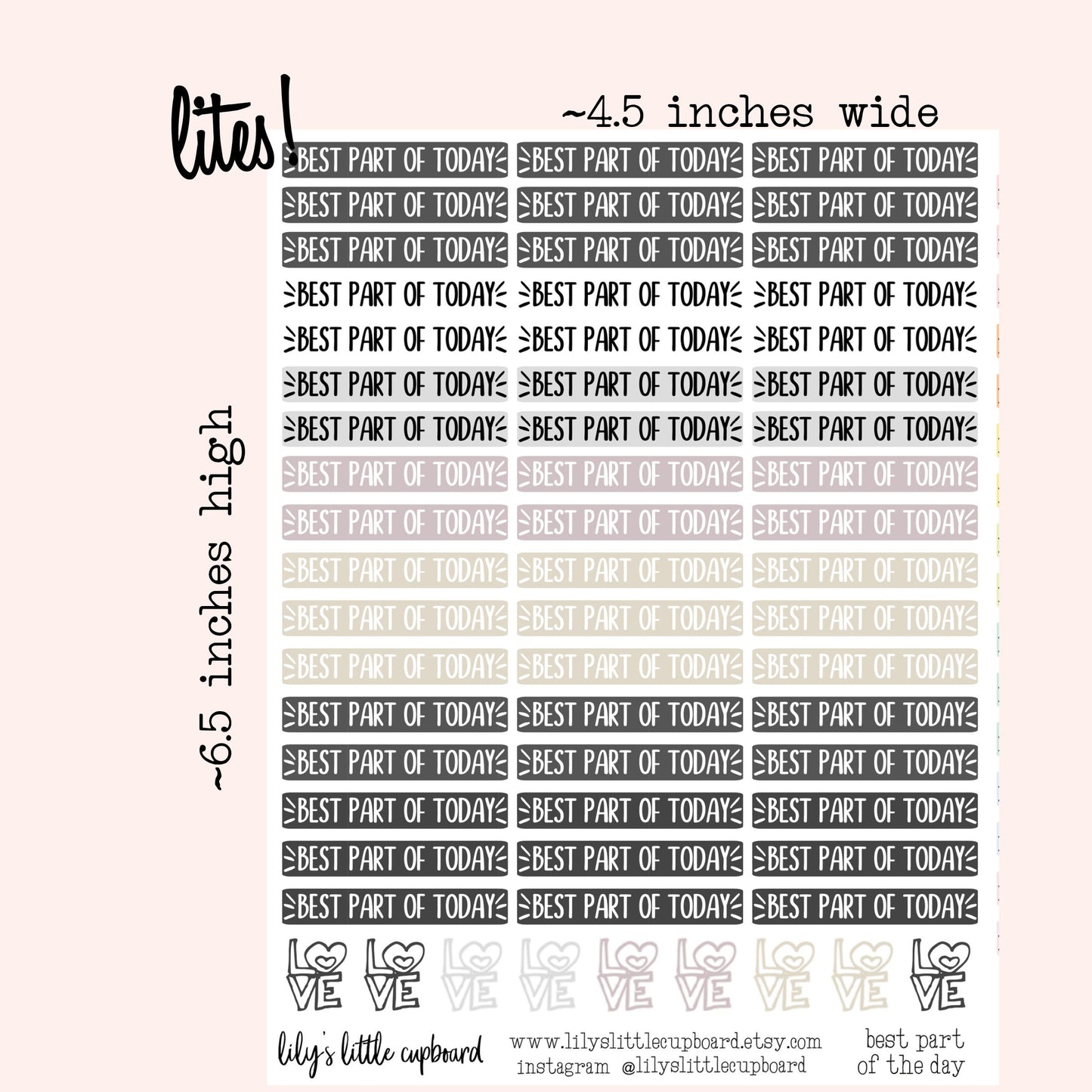 Best Part of The Day Label Stickers | Header Stickers | Memory Planning Stickers | Lily's Little Lites Planner Stickers (L027) )
