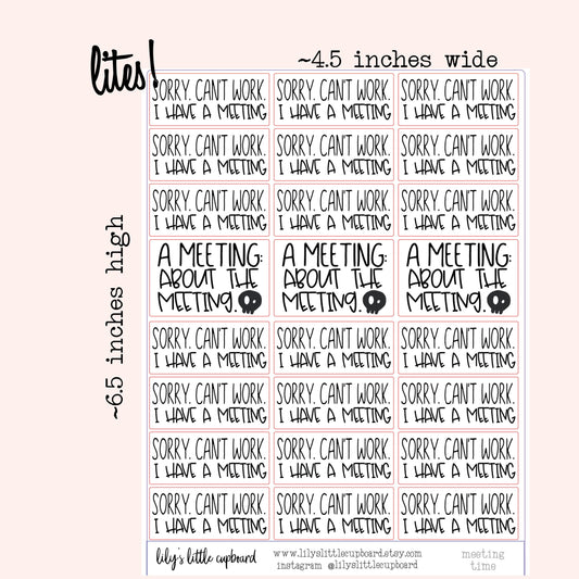 Work Meeting  Planner Stickers | Office Life Stickers | Work Stickers | Work Planner Stickers | Meetings Planner Stickers  | Quote (L_12))