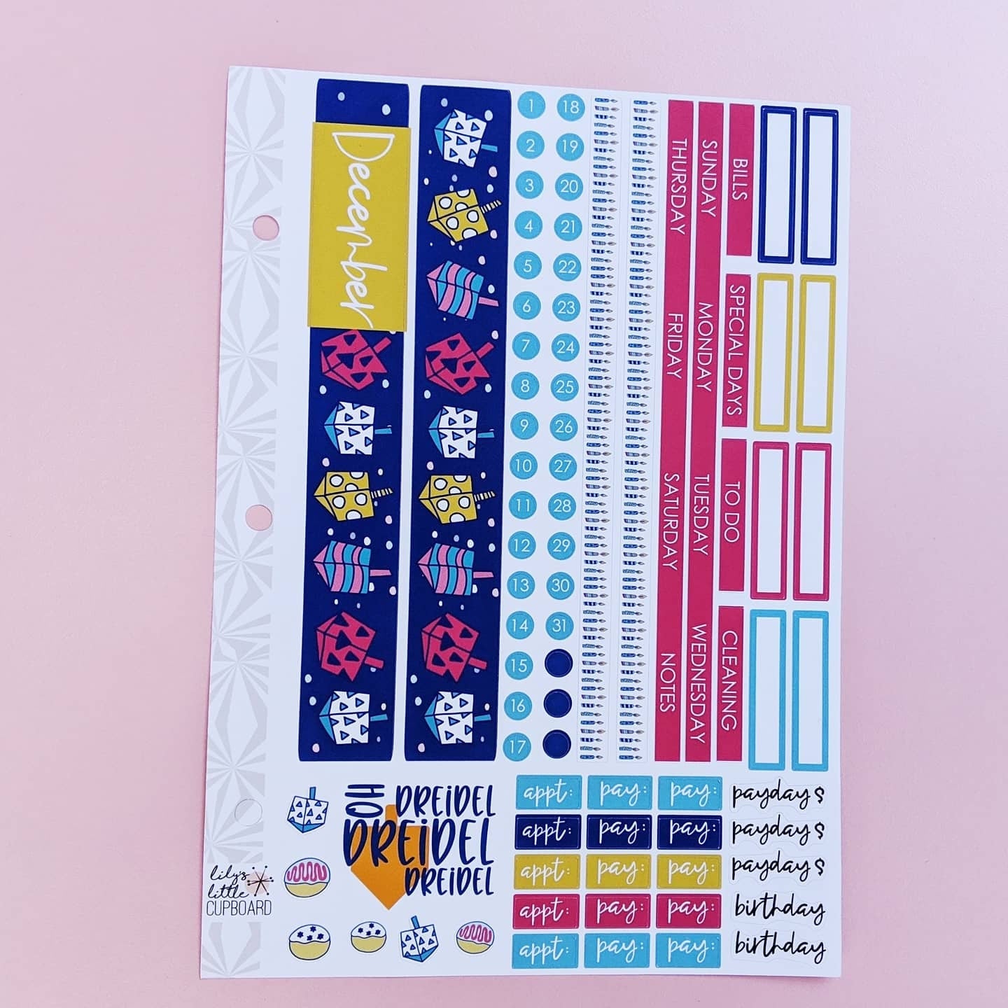 Simple Monthly Kit in Chanukah Hannukah | Monthly Spread Planner Kits | Monthly Planner Sticker Kits