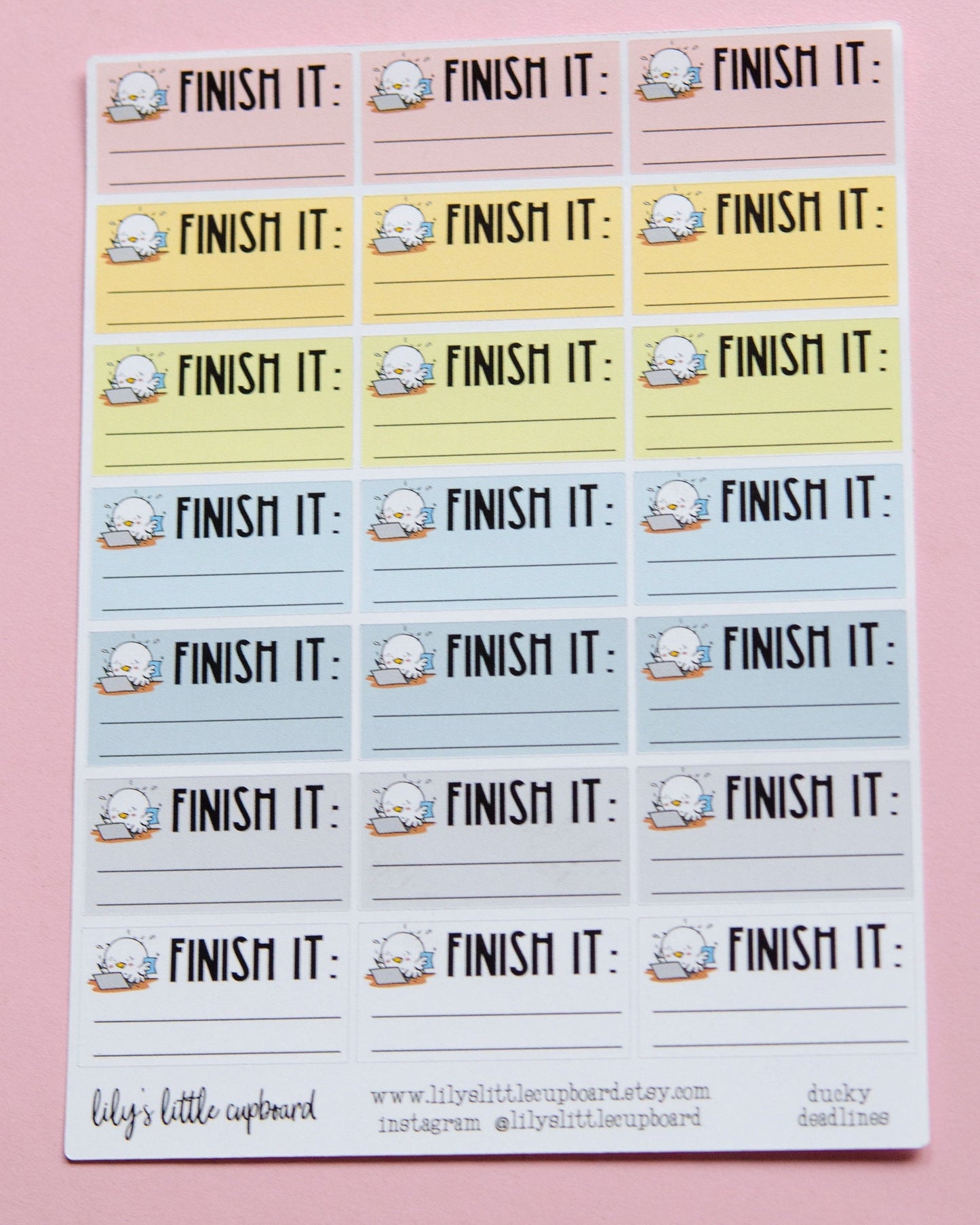 Finish It Planner Stickers  | Ducky Stickers | To Do List Planner Stickers | Productivity Stickers | Stickers | Lites Stickers  (L_7)