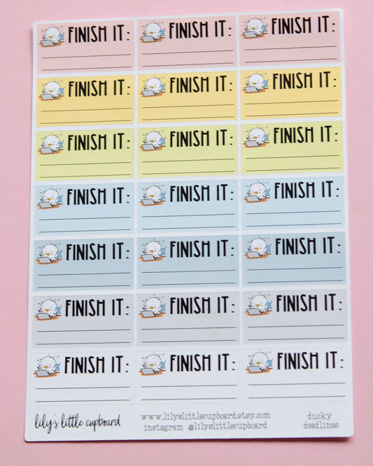 Finish It Planner Stickers  | Ducky Stickers | To Do List Planner Stickers | Productivity Stickers | Stickers | Lites Stickers  (L_7)