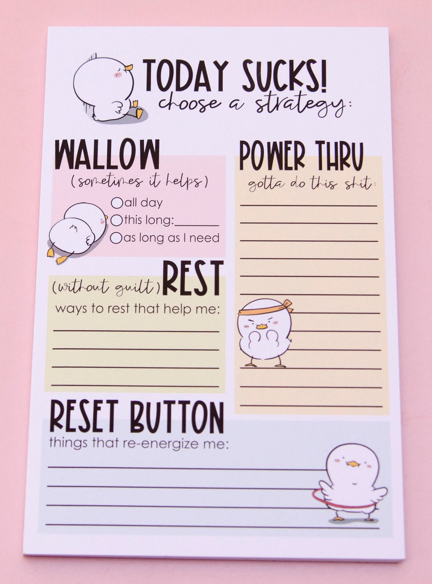 Daily Planning Notepad  | Today Sucks Planning Deskpad | Daily Planner | Daily List | Deskpad | Handmade notepad