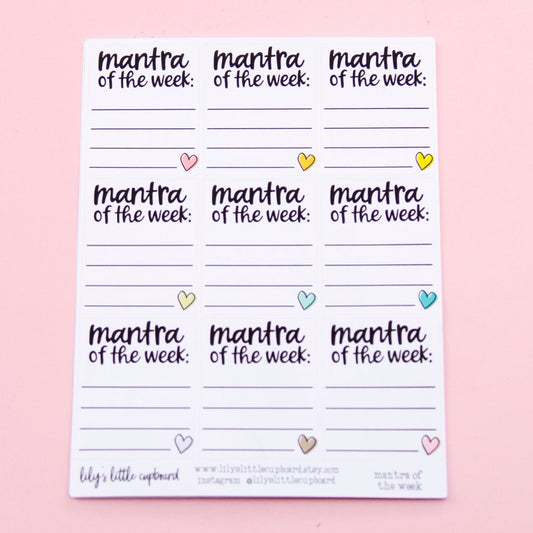 Mantra of the Week Full Box Planner Stickers | Focus Stickers | Affirmations Planner Stickers | Stickers | Mantras Planner Stickers (L_9)