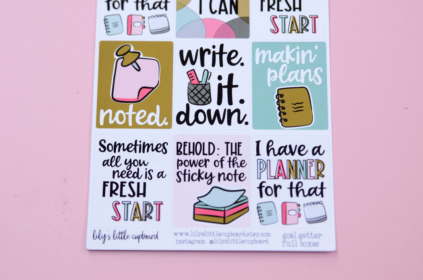 Goal Getter Full Box Planner Stickers | Focus Stickers | Write it Down Planner Stickers | Goal Planning Stickers (L009)