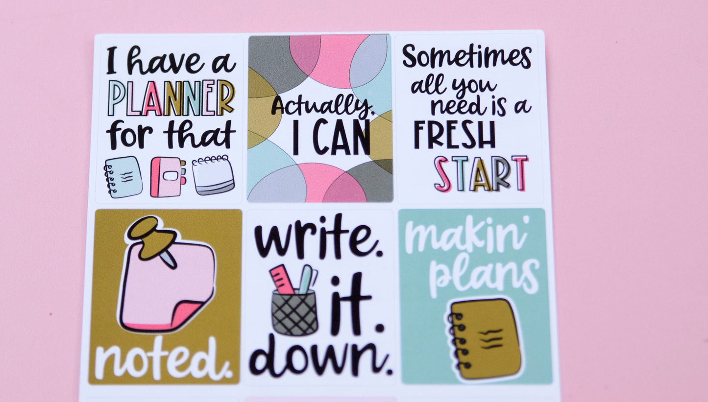 Goal Getter Full Box Planner Stickers | Focus Stickers | Write it Down Planner Stickers | Goal Planning Stickers (L009)