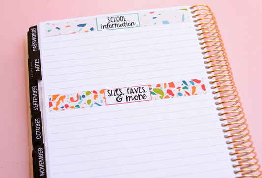 Listmaking Header Sticker Kit in Colorful | Notes Pages Kits | Two-Page Sticker Set | A la Carte Planner Kits | Planner Reference Pages