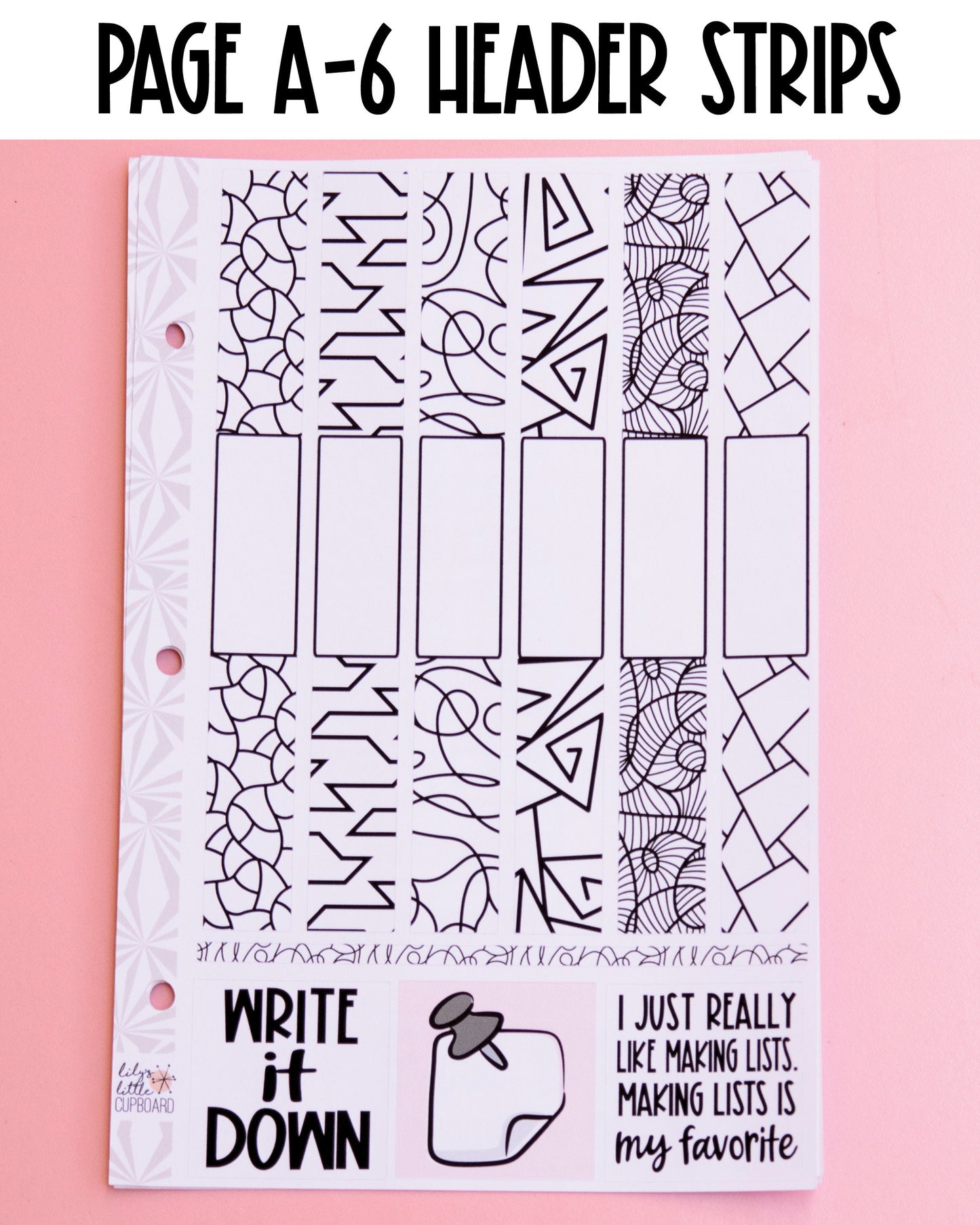 Listmaking Header Sticker Kit in Neutral | Notes Pages Kits | Two-Page Sticker Set | A la Carte Planner Kits | Planner Reference Pages