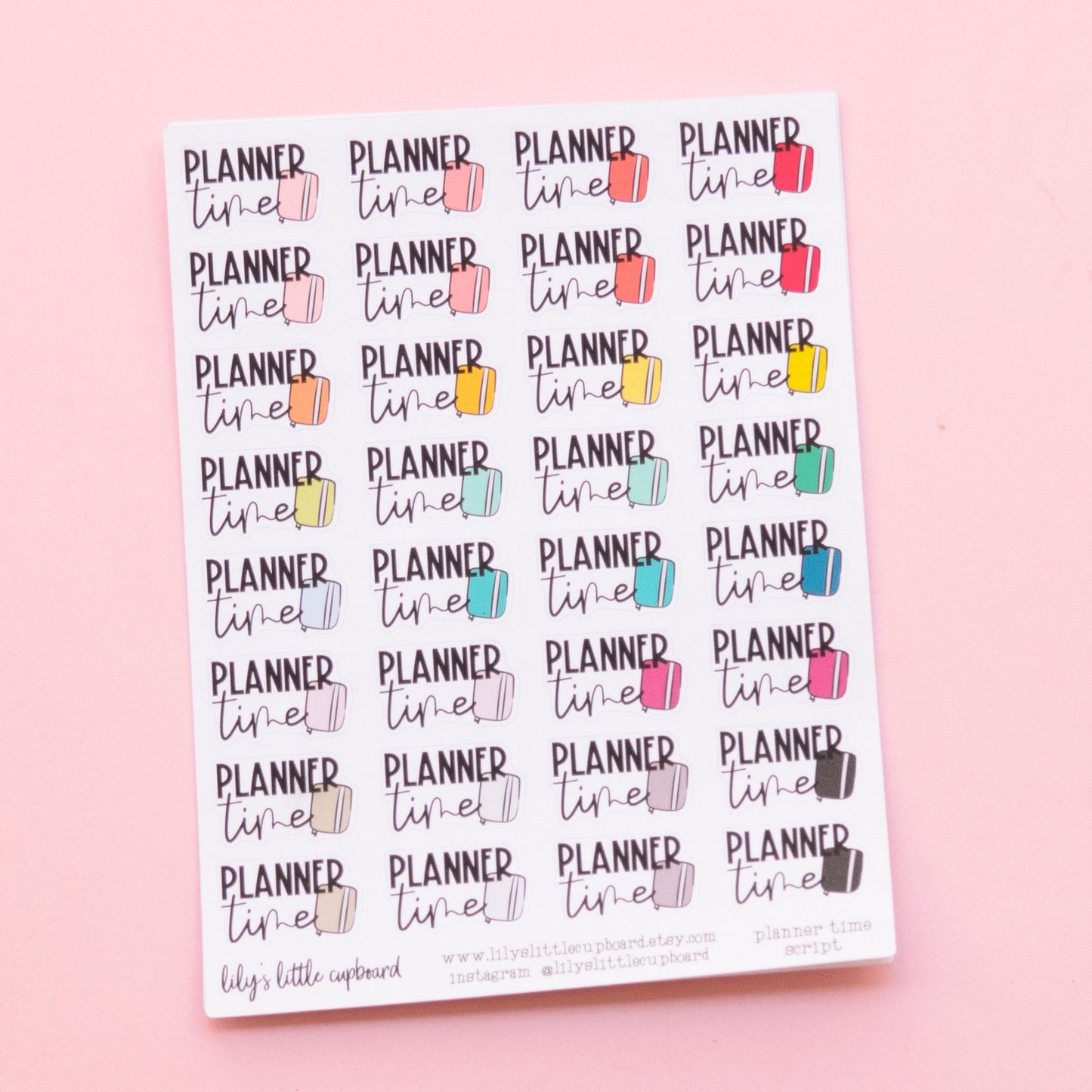 Planner Time Script Stickers | Functional Planner Stickers | Planner Stickers | Lily's Little Lites Stickers (L015)