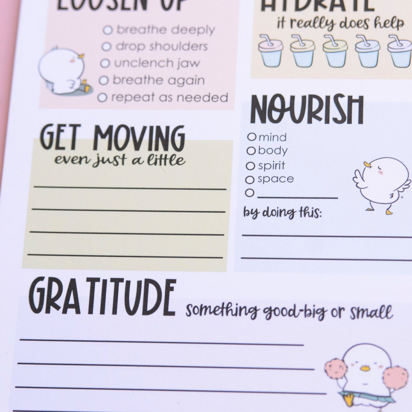 Wellness Daily Planning Notepad  | Self Care Planning Deskpad | Daily Planner | Daily List | Deskpad | Handmade notepad