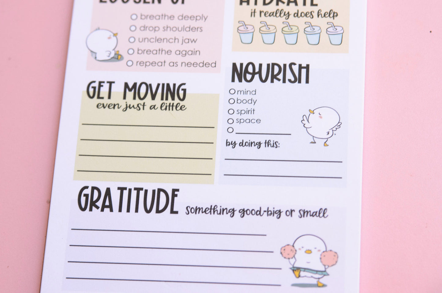 Wellness Daily Planning Notepad  | Self Care Planning Deskpad | Daily Planner | Daily List | Deskpad | Handmade notepad