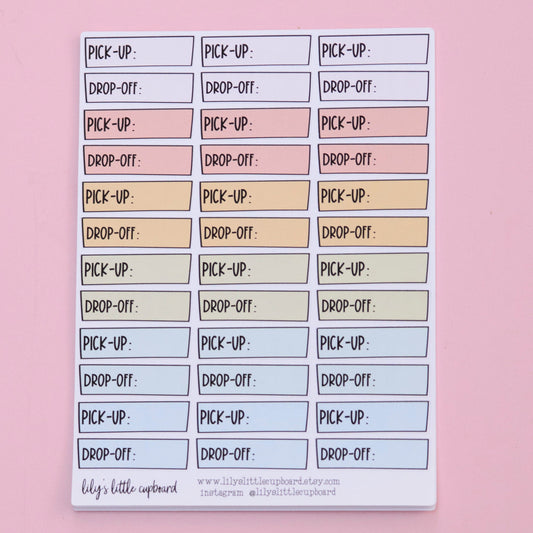 Pickup and Dropoff Planner Stickers | Carpool Planner Stickers | School Planner Stickers | Functional Planner Stickers (L05)