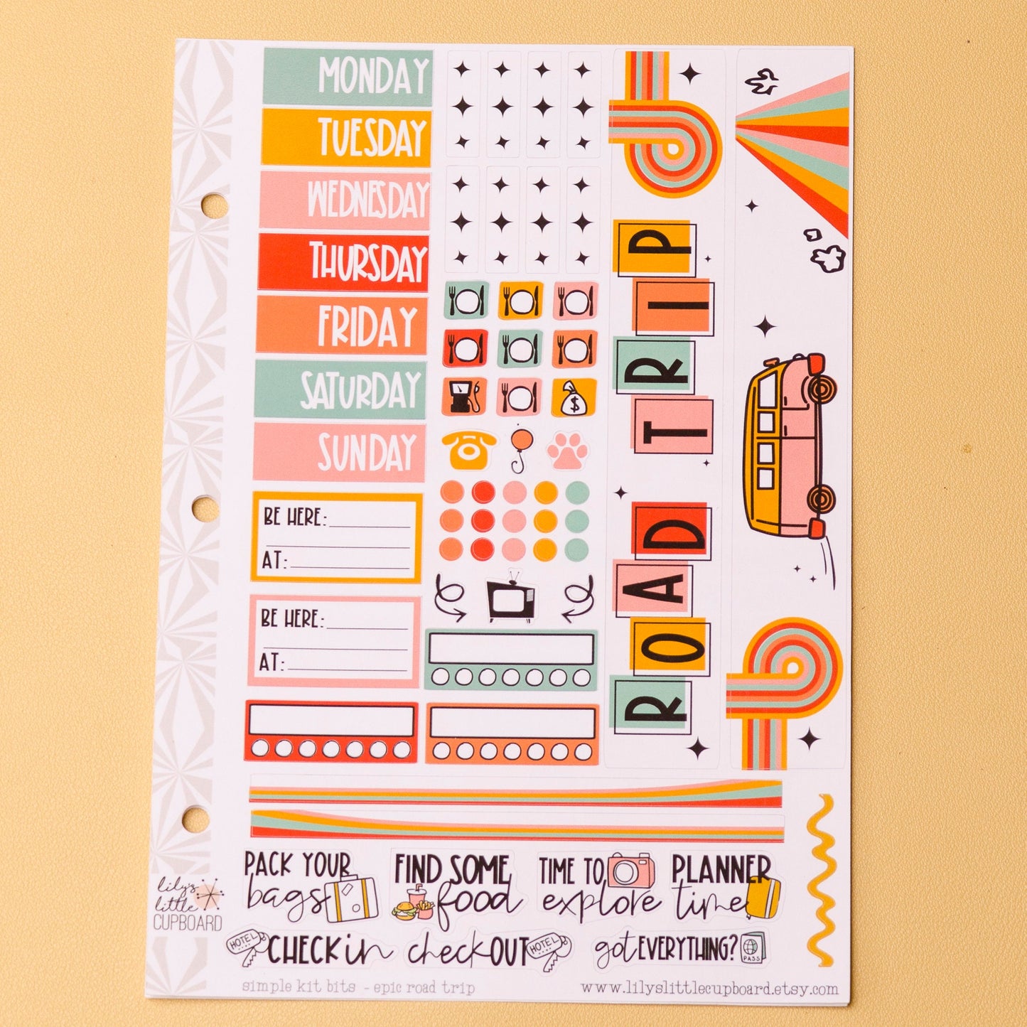 Simple Weekly Kit in Epic Road Trip | Road Trip Planner Stickers | Travel Sticker Kit | Road Trip Weekly Planner Kit | A la Carte s