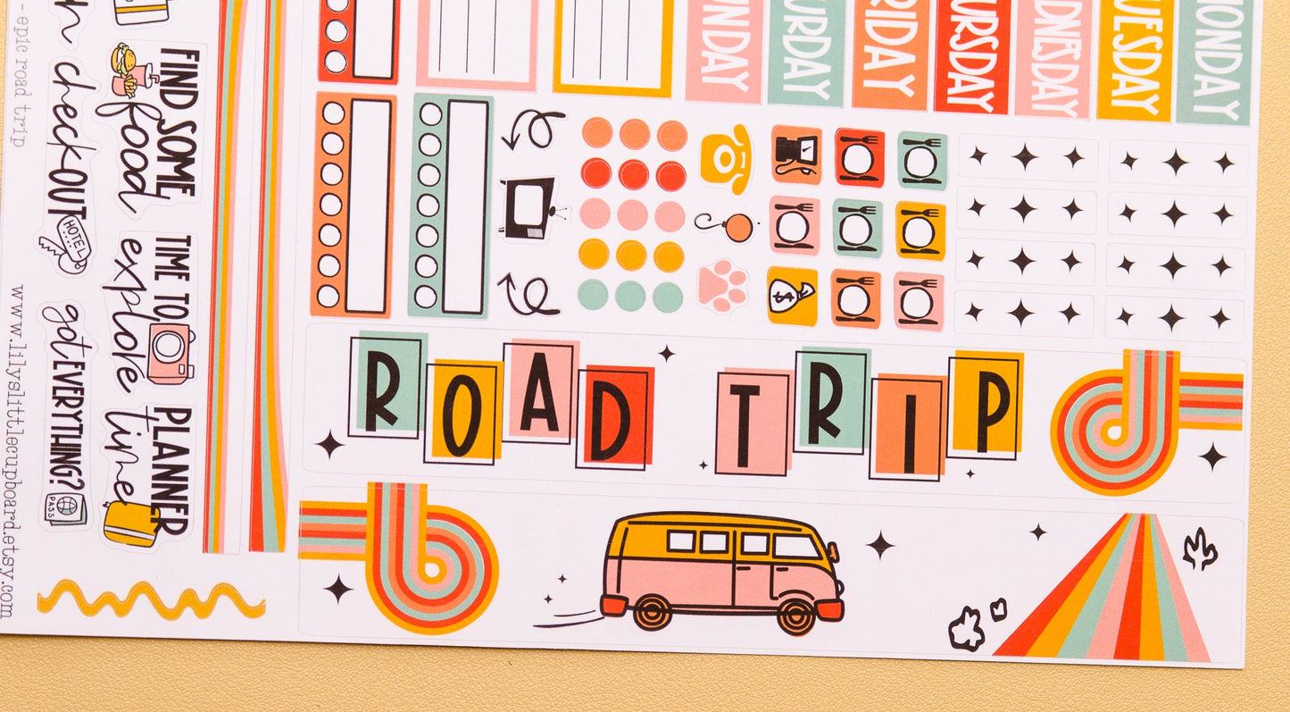 Simple Weekly Kit in Epic Road Trip | Road Trip Planner Stickers | Travel Sticker Kit | Road Trip Weekly Planner Kit | A la Carte s