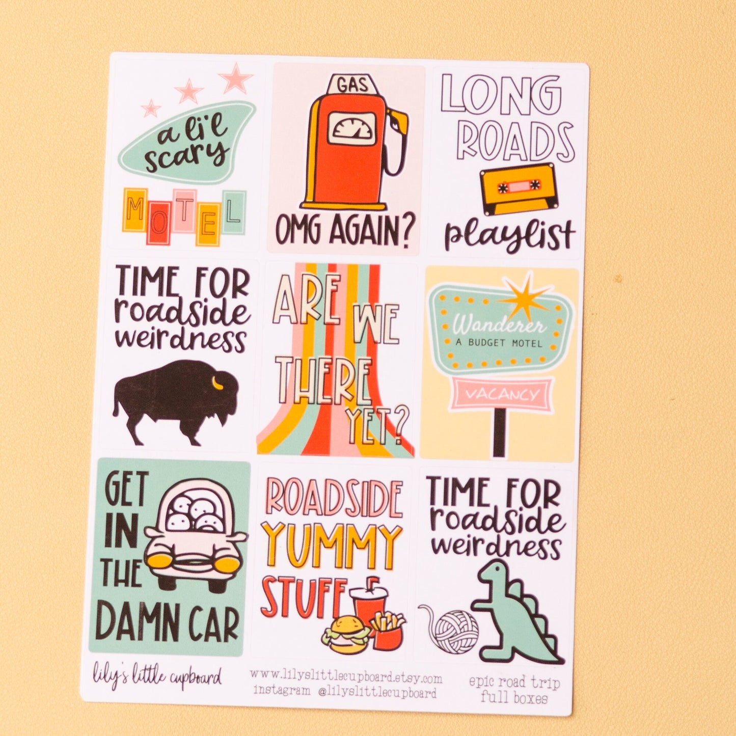 Road Trip Full Box Planner Stickers | Road Trip Stickers | Vacation Planning Stickers (L0G)