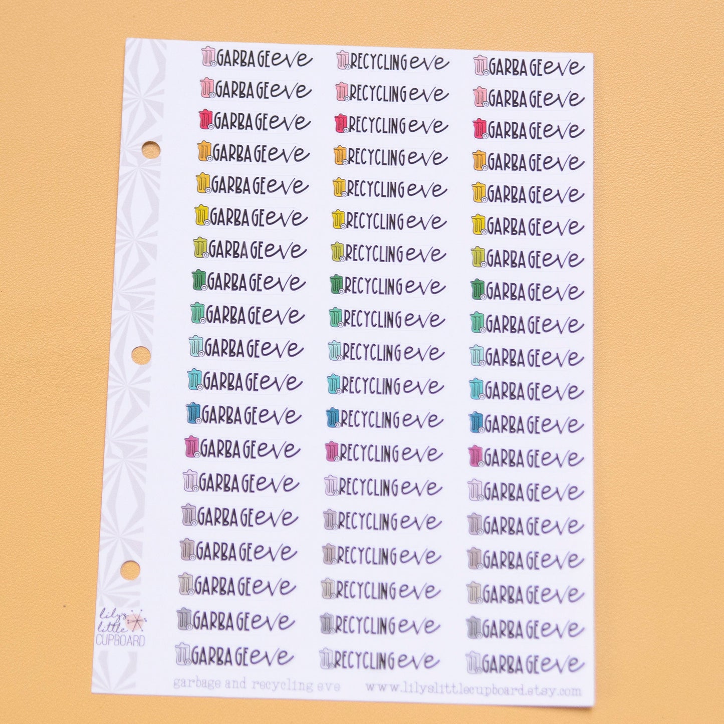 Garbage Eve Stickers | Recycling Eve Stickers | Trash Day Planner Stickers | Take Out the Trash Garbage Day Planner Stickers (#033)