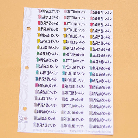 Garbage Eve Stickers | Recycling Eve Stickers | Trash Day Planner Stickers | Take Out the Trash Garbage Day Planner Stickers (#033)