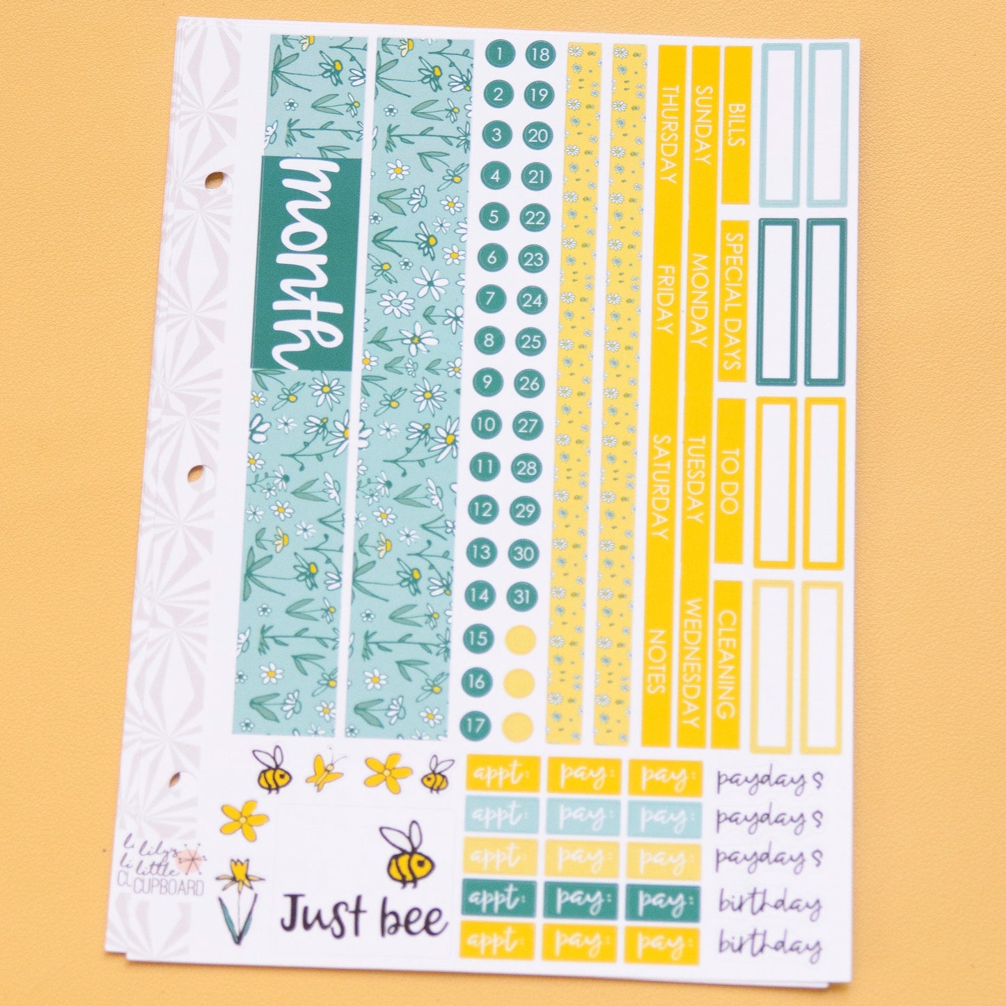 Simple Monthly Kit in Daisies | Choose Your Month Sticker Kit | Monthly Spread Planner Kits | Monthly Planner Sticker Kits