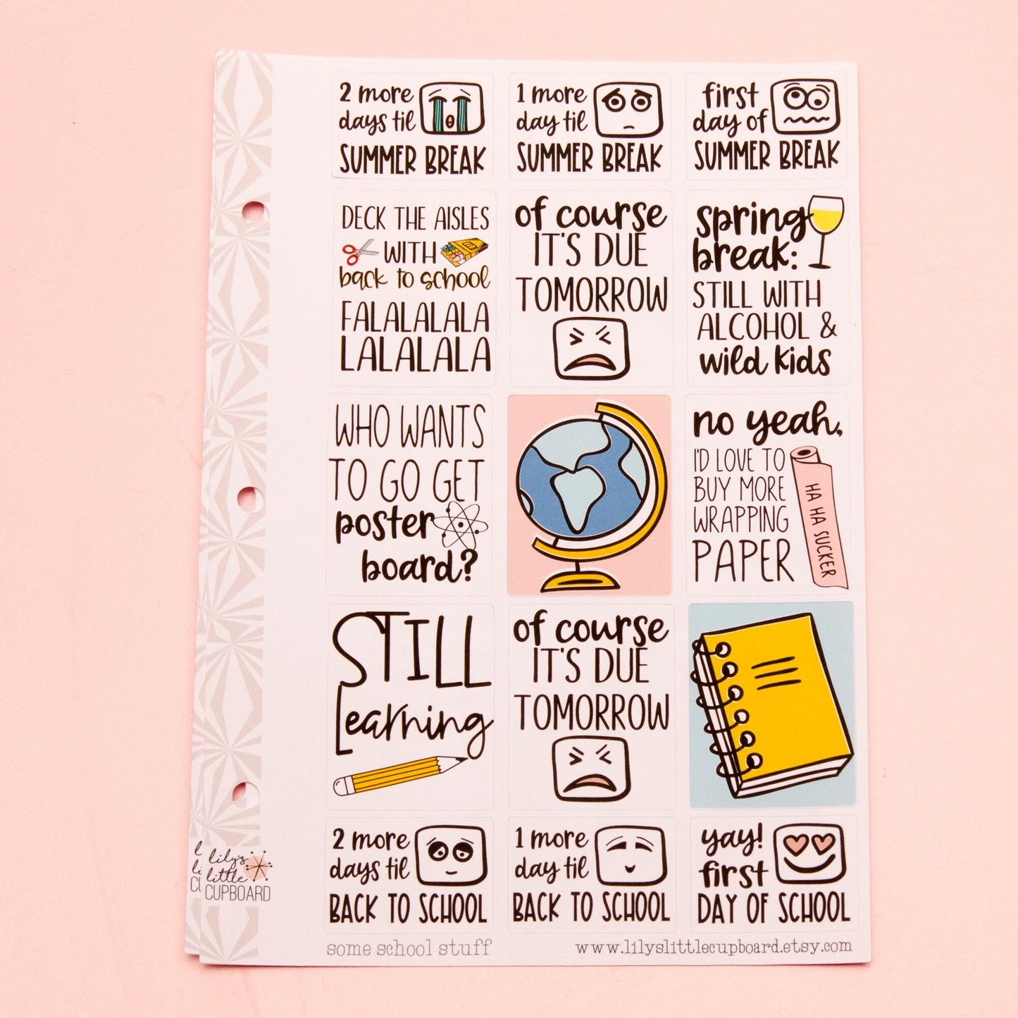 Honest Back to School Stickers for Parents | Snarky School Planner Stickers | Elementary School Planner Stickers | Funny School Stickers