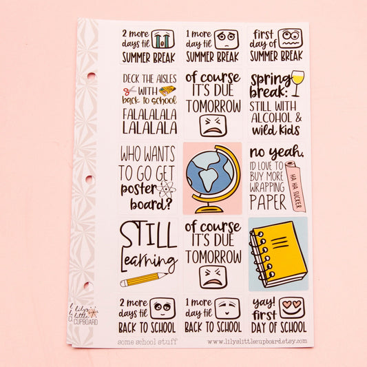 Honest Back to School Stickers for Parents | Snarky School Planner Stickers | Elementary School Planner Stickers | Funny School Stickers