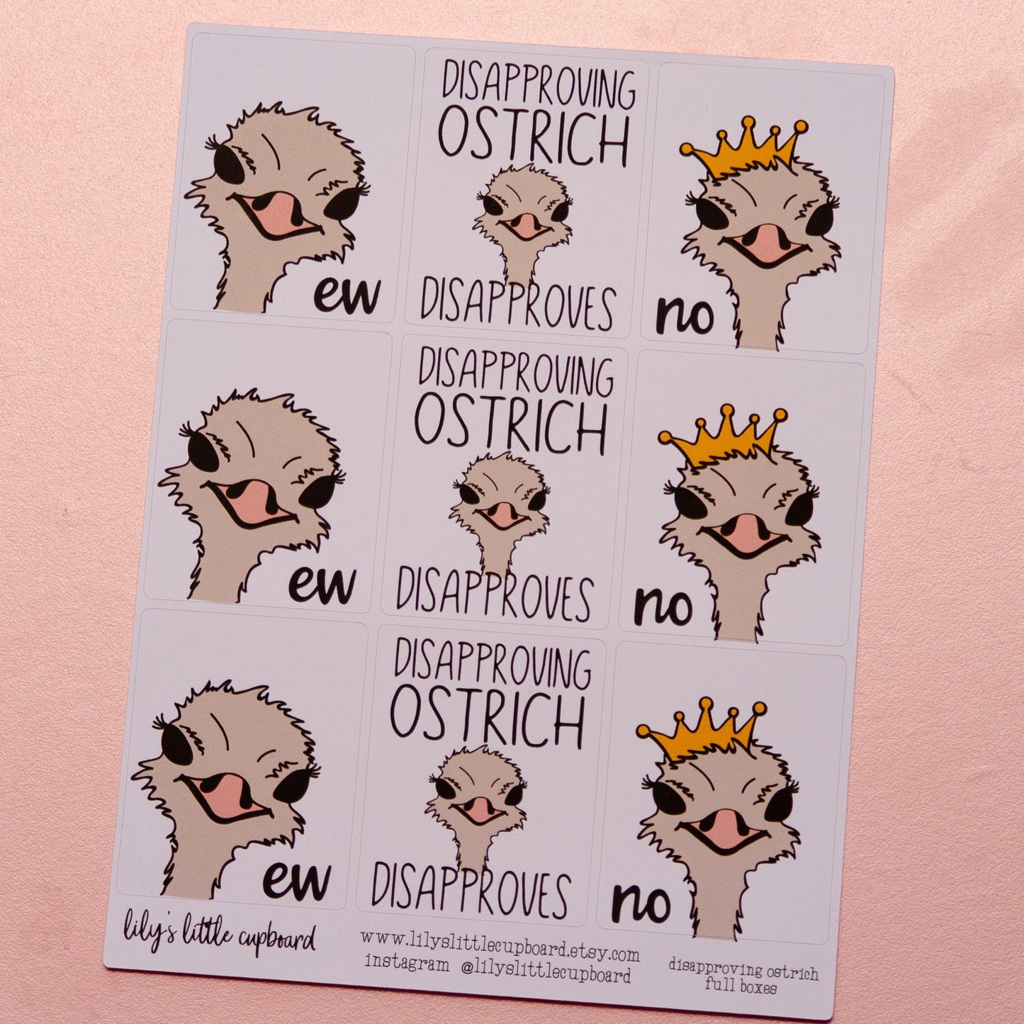 Disapproving Ostrich Disapproves Full Box Stickers | Snarky Planner Stickers | Functional Planner Stickers | Full Box Stickers (L_10)