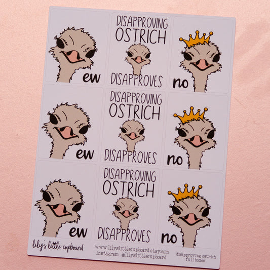 Disapproving Ostrich Disapproves Full Box Stickers | Snarky Planner Stickers | Functional Planner Stickers | Full Box Stickers (L_10)