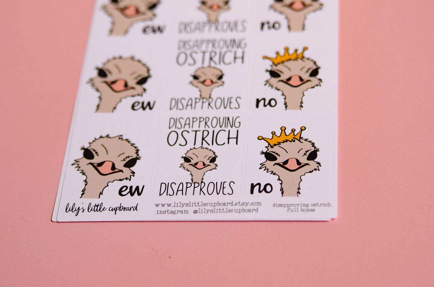 Disapproving Ostrich Disapproves Full Box Stickers | Snarky Planner Stickers | Functional Planner Stickers | Full Box Stickers (L_10)