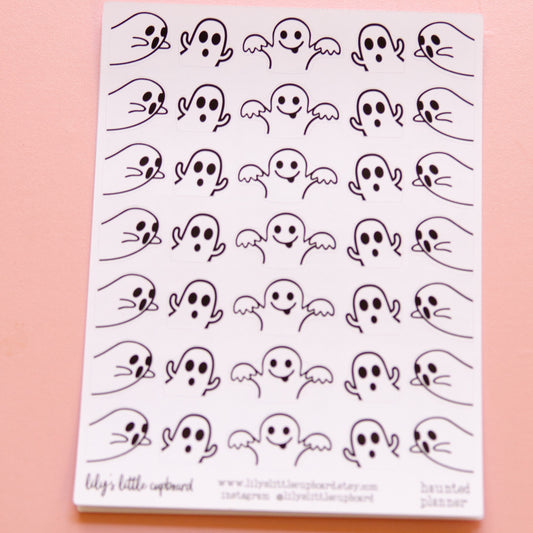 Haunted Planner Stickers | Ghost Doodle Stickers | Halloween Planner Stickers | Lily's Little Lites Planner Stickers (L_K)