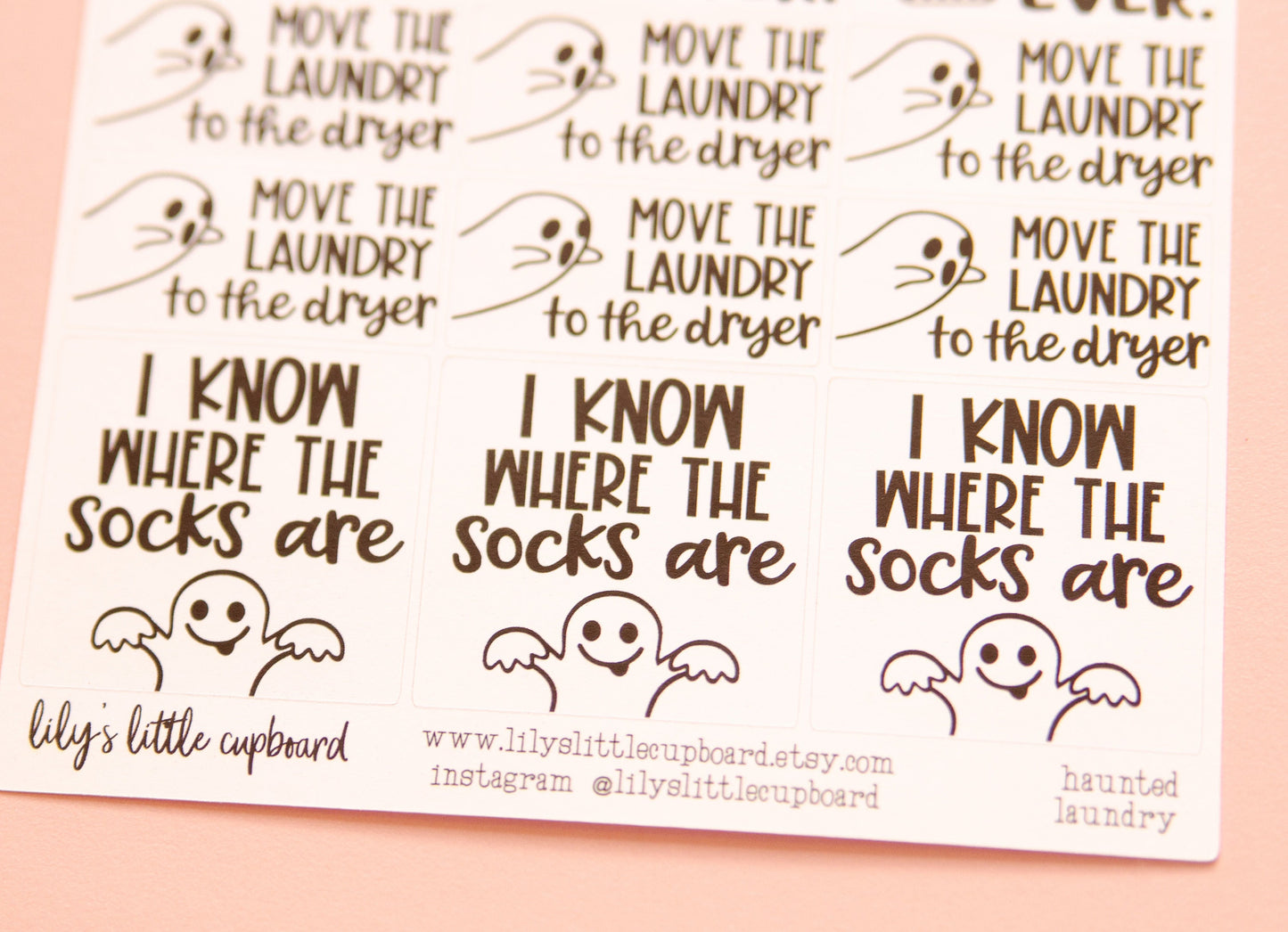 Haunted Laundry Planner Stickers | Ghost Doodle Stickers | Halloween Planner Stickers | Lily's Little Lites Planner Stickers (L_K)