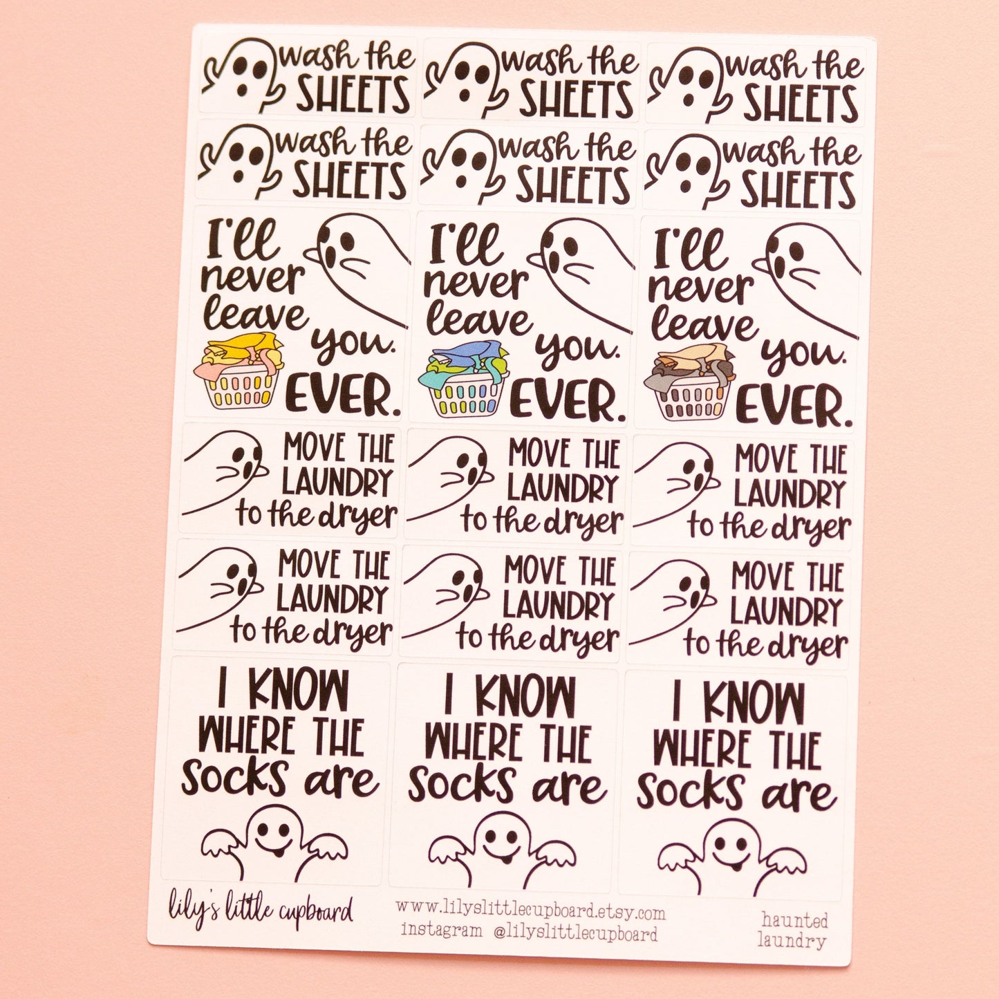 Haunted Laundry Planner Stickers | Ghost Doodle Stickers | Halloween Planner Stickers | Lily's Little Lites Planner Stickers (L_K)