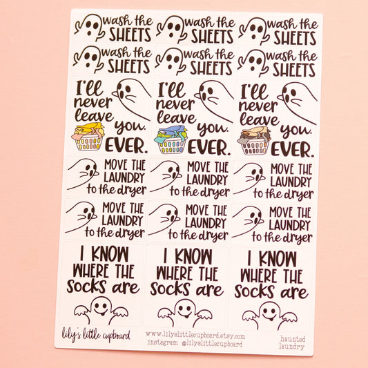 Haunted Laundry Planner Stickers | Ghost Doodle Stickers | Halloween Planner Stickers | Lily's Little Lites Planner Stickers (L_K)