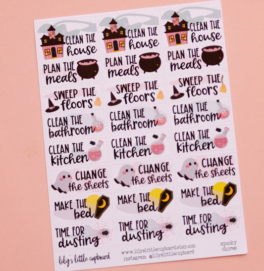Haunted Housework Planner Stickers | Halloween Chores Doodle Stickers | Halloween Cleaning Stickers | Planner Stickers (L_O)