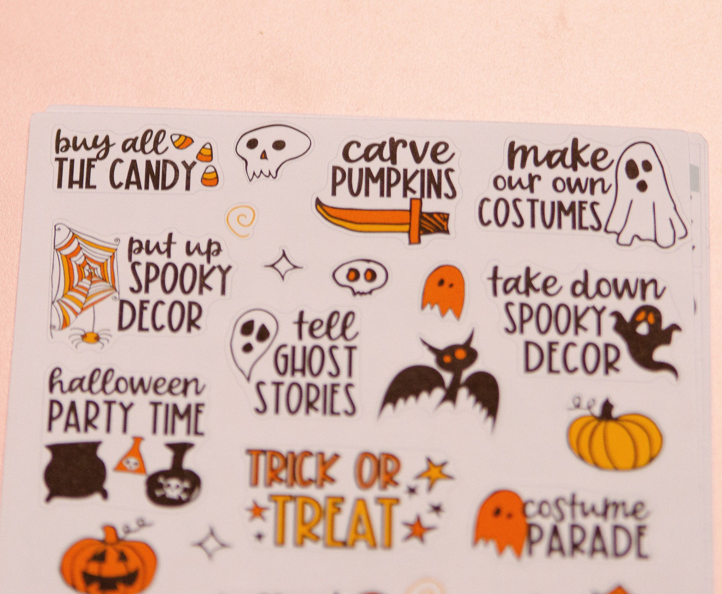 Spooky To Do List Planner Stickers | Ghost Doodle Stickers | Halloween Bucket List Planner Stickers | Little Planner Stickers (L_6)