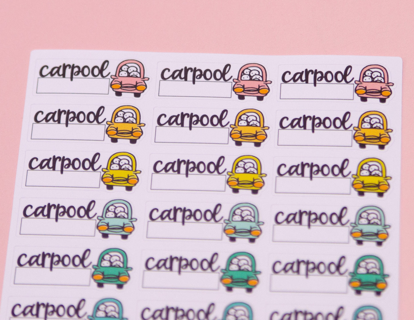 Carpool Script Stickers | Functional Planner Stickers | Carline Planner Stickers | Lily's Little Lites Stickers (L029)