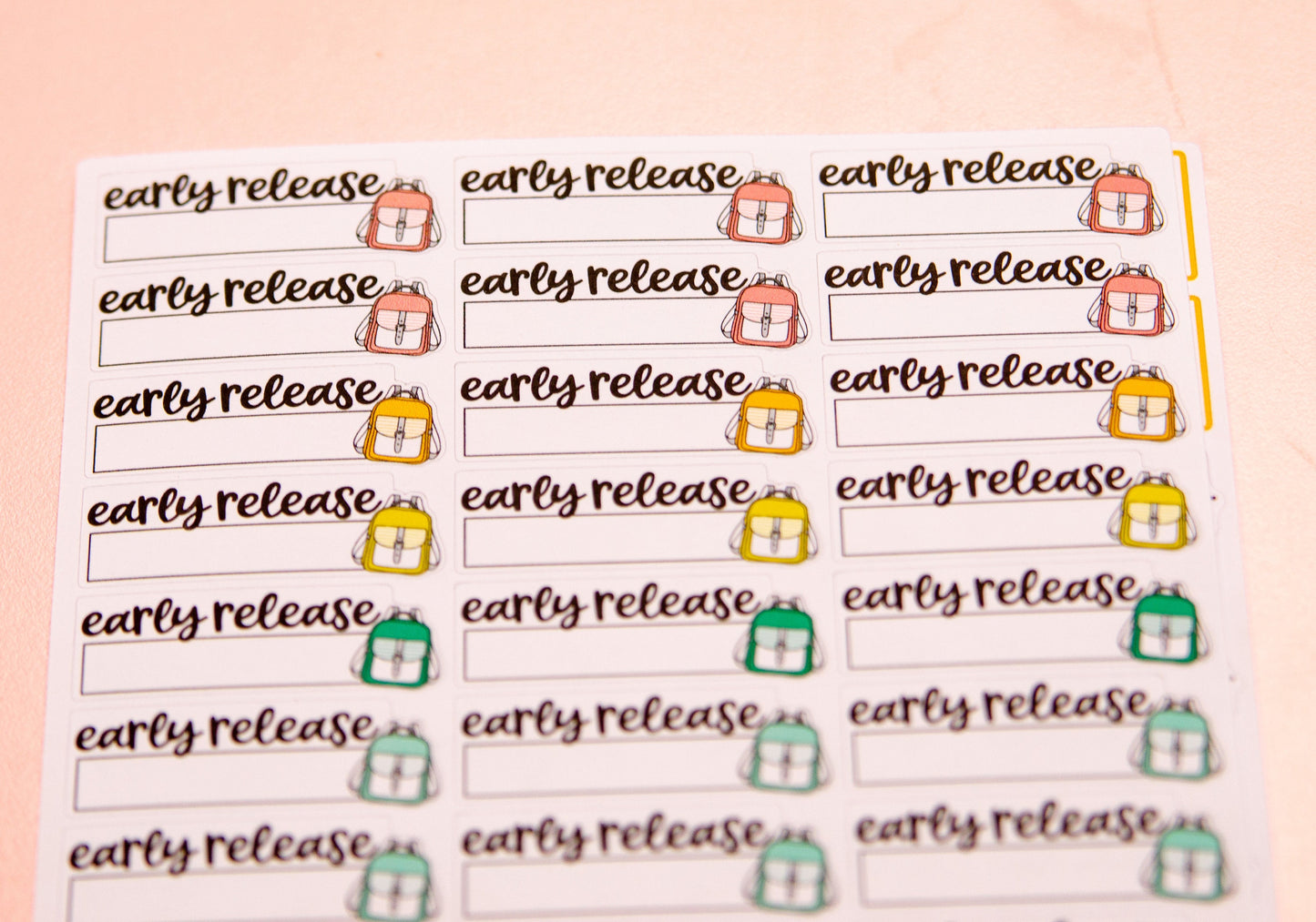 Early Release School Script Stickers | Functional Planner Stickers | Early Release Label Stickers | Lily's Little Lites Stickers (L05)