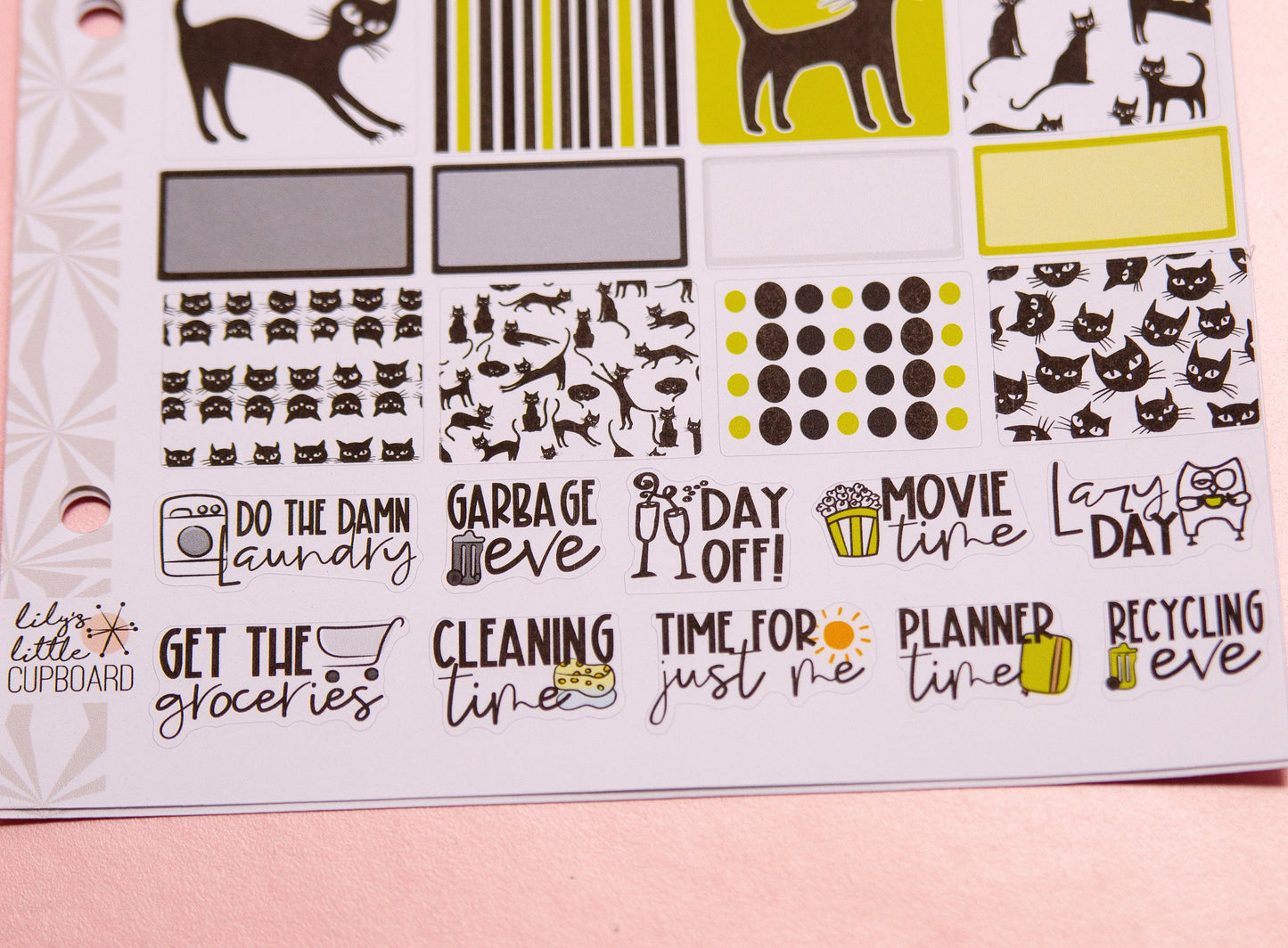 Hobonichi Cousin Weekly Sticker Kit in Black Cat | A5 Weekly Planner Sticker Kit | One-Page  | Weekly Planner Kit