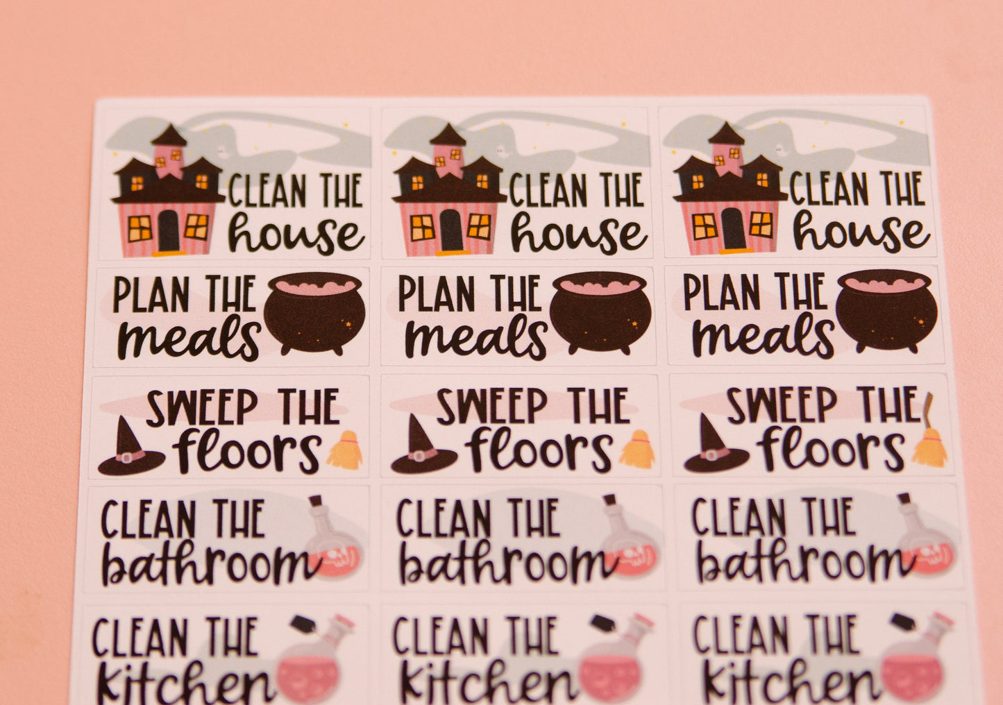 Haunted Housework Planner Stickers | Halloween Chores Doodle Stickers | Halloween Cleaning Stickers | Planner Stickers (L_O)