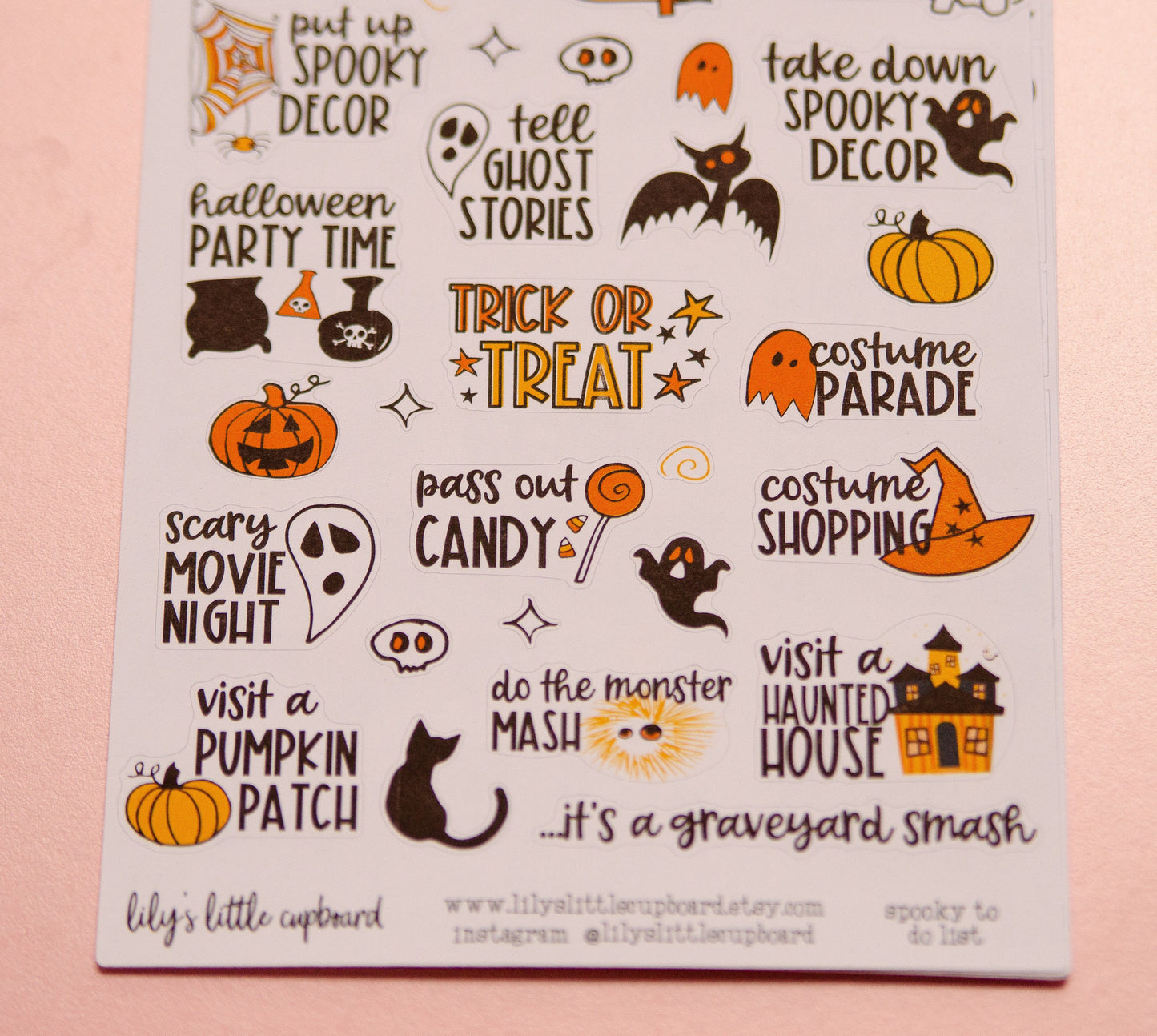 Spooky To Do List Planner Stickers | Ghost Doodle Stickers | Halloween Bucket List Planner Stickers | Little Planner Stickers (L_6)