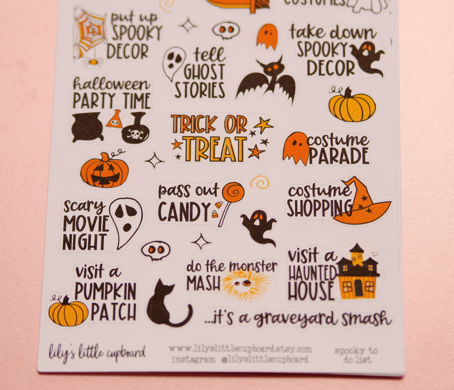 Spooky To Do List Planner Stickers | Ghost Doodle Stickers | Halloween Bucket List Planner Stickers | Little Planner Stickers (L_6)