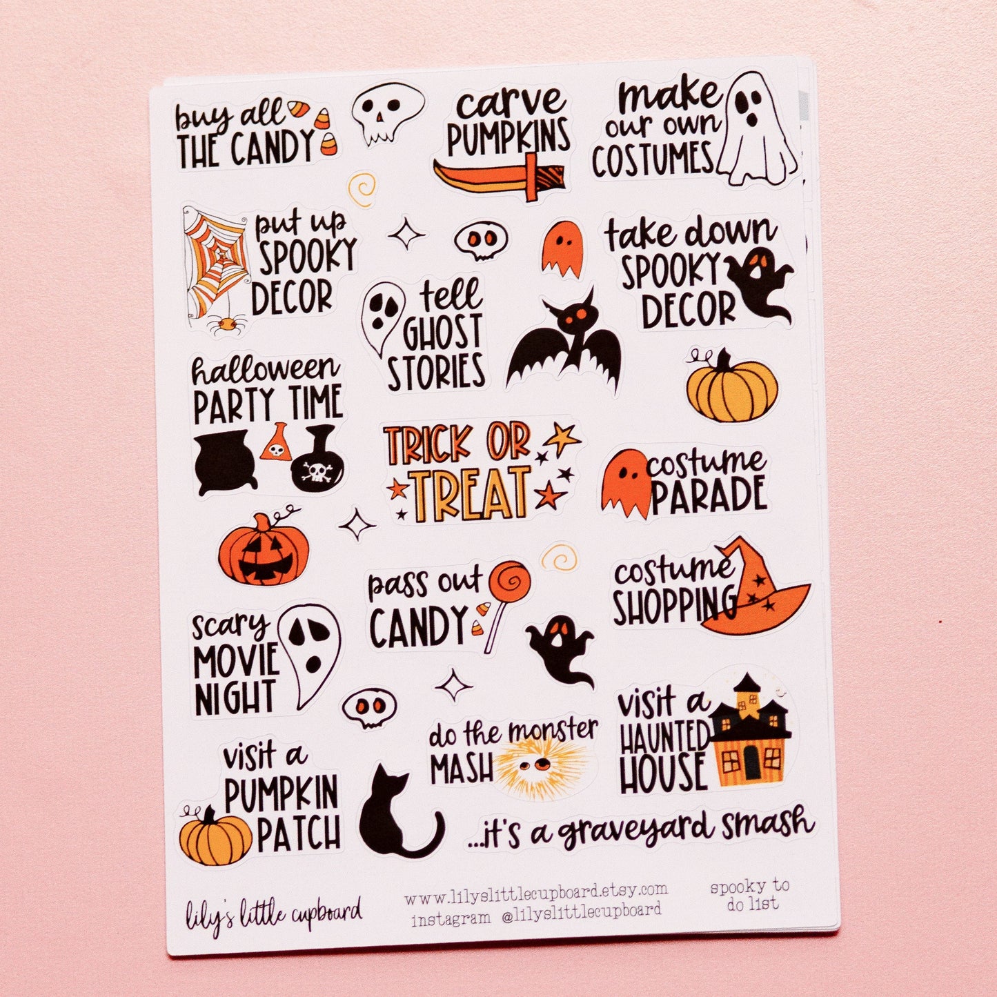Spooky To Do List Planner Stickers | Ghost Doodle Stickers | Halloween Bucket List Planner Stickers | Little Planner Stickers (L_6)