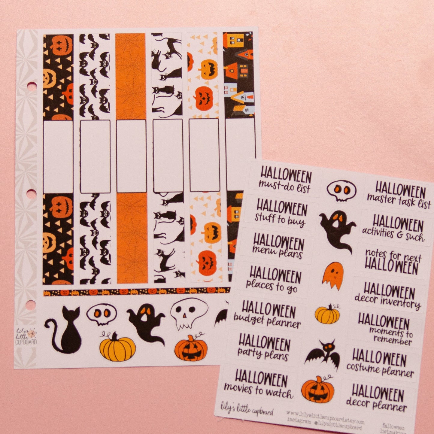 Halloween Listmaking Sticker Kit | Halloween Notes Pages Kits | Halloween Planner  Organizer | Planner Reference Pages