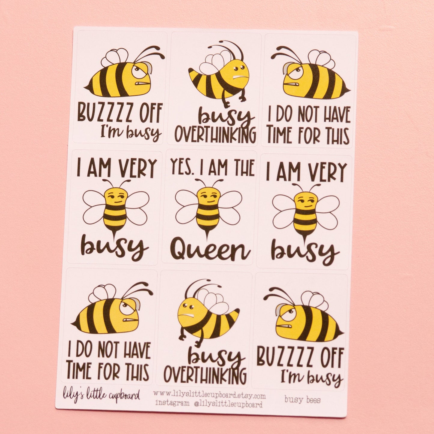 Busy Bees Full Box Stickers | Snarky Quotes Stickers | Planner Stickers | Lily's Little Lites Planner Stickers (L010)